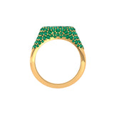 Solid Gold Emerald Pave Signet Ring