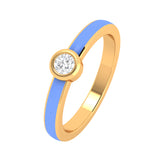 Solid Gold Solitaire Diamond Enamel Ring
