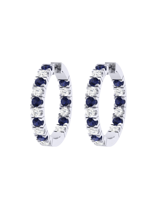 Diamond Sapphire Hoop Earrings