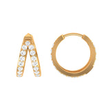 Solid Gold Diamond Huggie Hoop Earrings