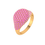 Solid Gold Pink Sapphire Pave Signet Ring