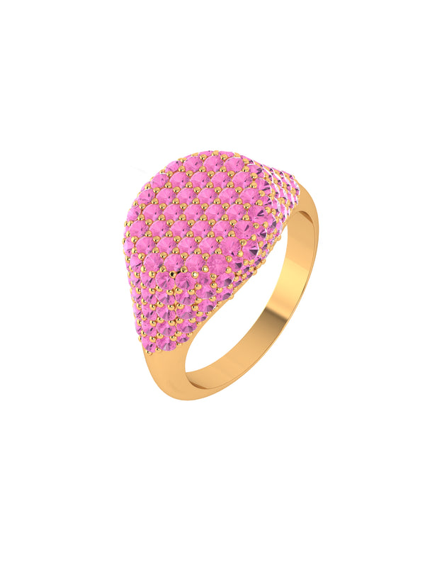 Chevalier Pink Sapphire Pave Signet Ring