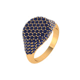 Solid Gold Sapphire Pave Signet Ring