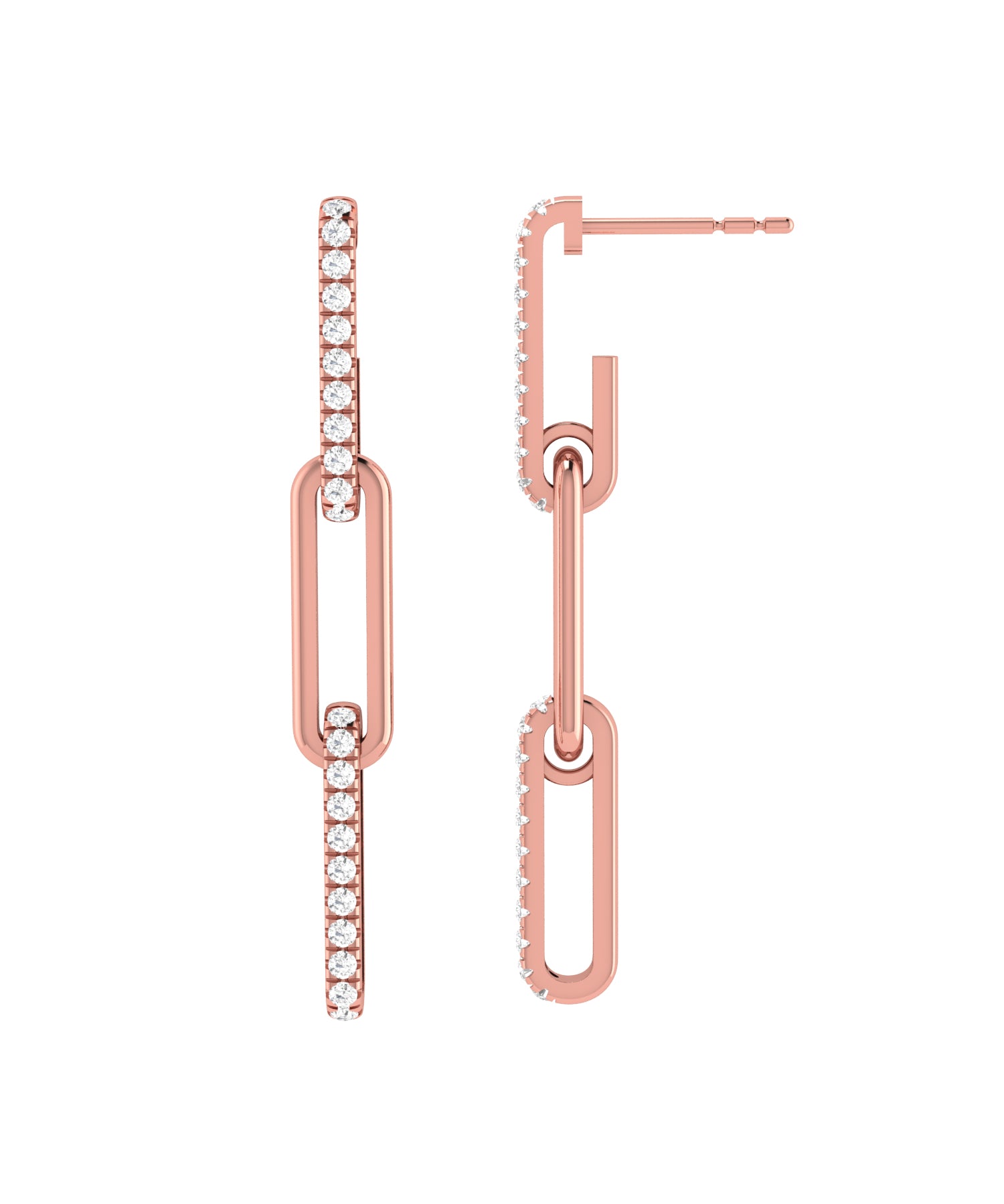 Solid Gold Diamond Chain Link Earrings