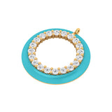 Solid Gold Enamel Open Circle Diamond Necklace