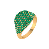 Solid Gold Emerald Pave Signet Ring