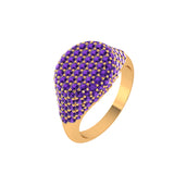 Solid Gold Amethyst Pave Signet Ring