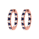 Solid Gold Diamond Sapphire Hoop Earrings