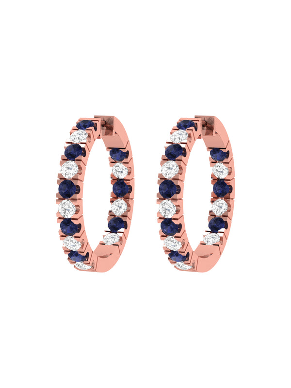 Diamond Sapphire Hoop Earrings