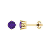 Solid Gold Amethyst Stud Earrings