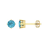 Solid Gold Blue Topaz Stud Earrings