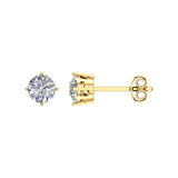 Solid Gold White Topaz Stud Earrings