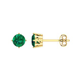 Solid Gold Emerald Stud Earrings