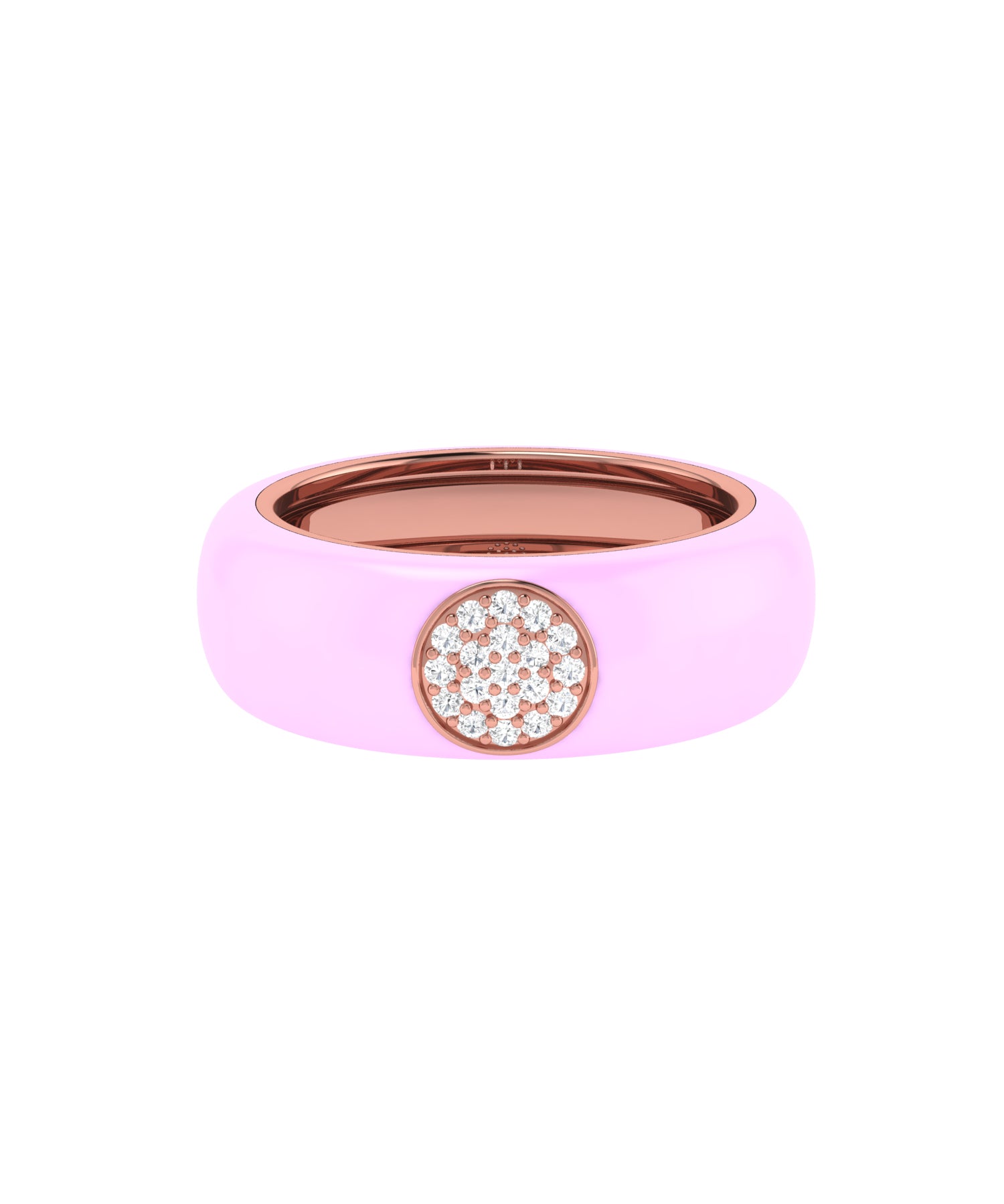 Solid Gold Diamond Thick Enamel Ring