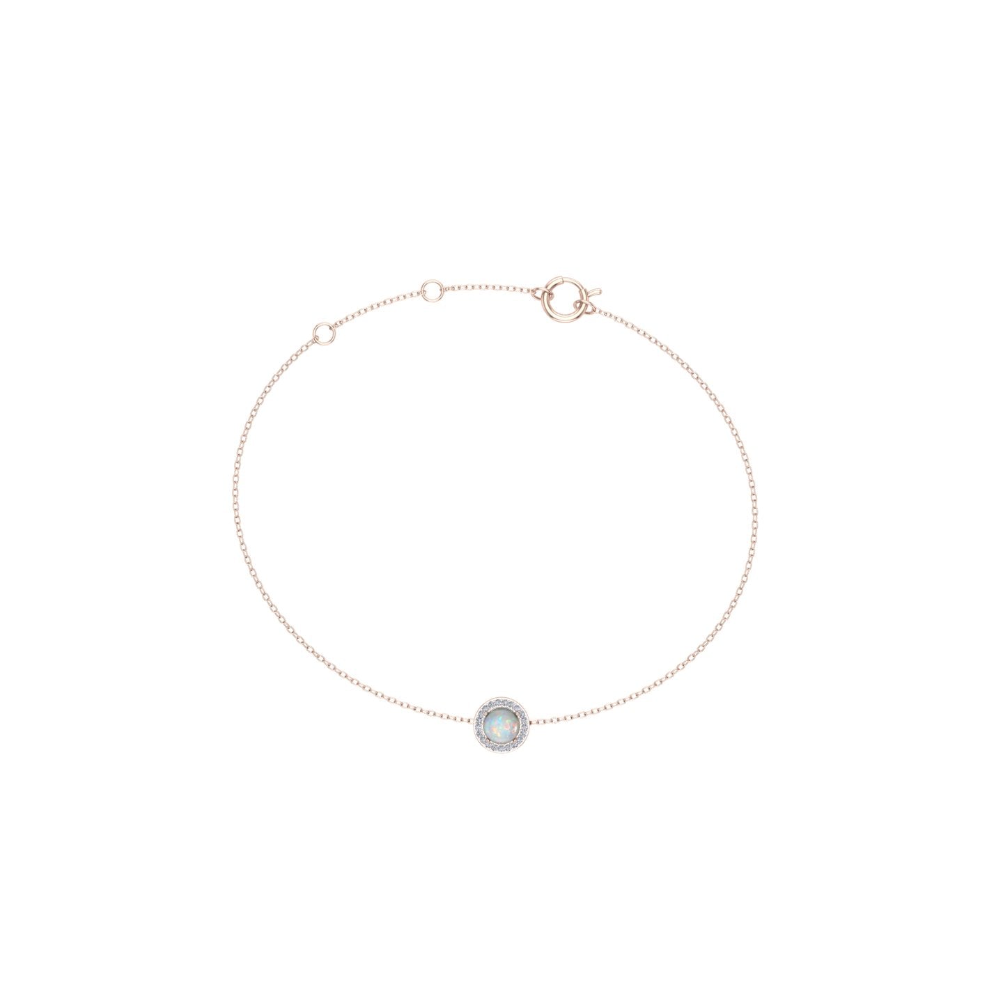 Solid Gold Opal Halo Bracelet
