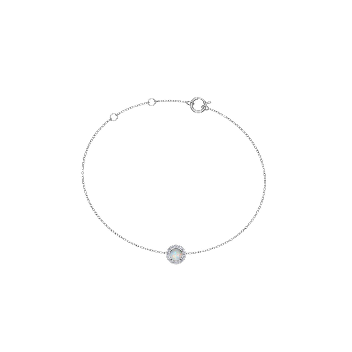 Solid Gold Opal Halo Bracelet