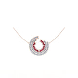 Solid Gold Diamond Ruby Horseshoe Necklace