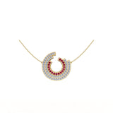 Solid Gold Diamond Ruby Horseshoe Necklace