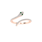 Solid Gold Emerald Eye Diamond Snake Ring