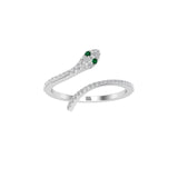 Solid Gold Emerald Eye Diamond Snake Ring