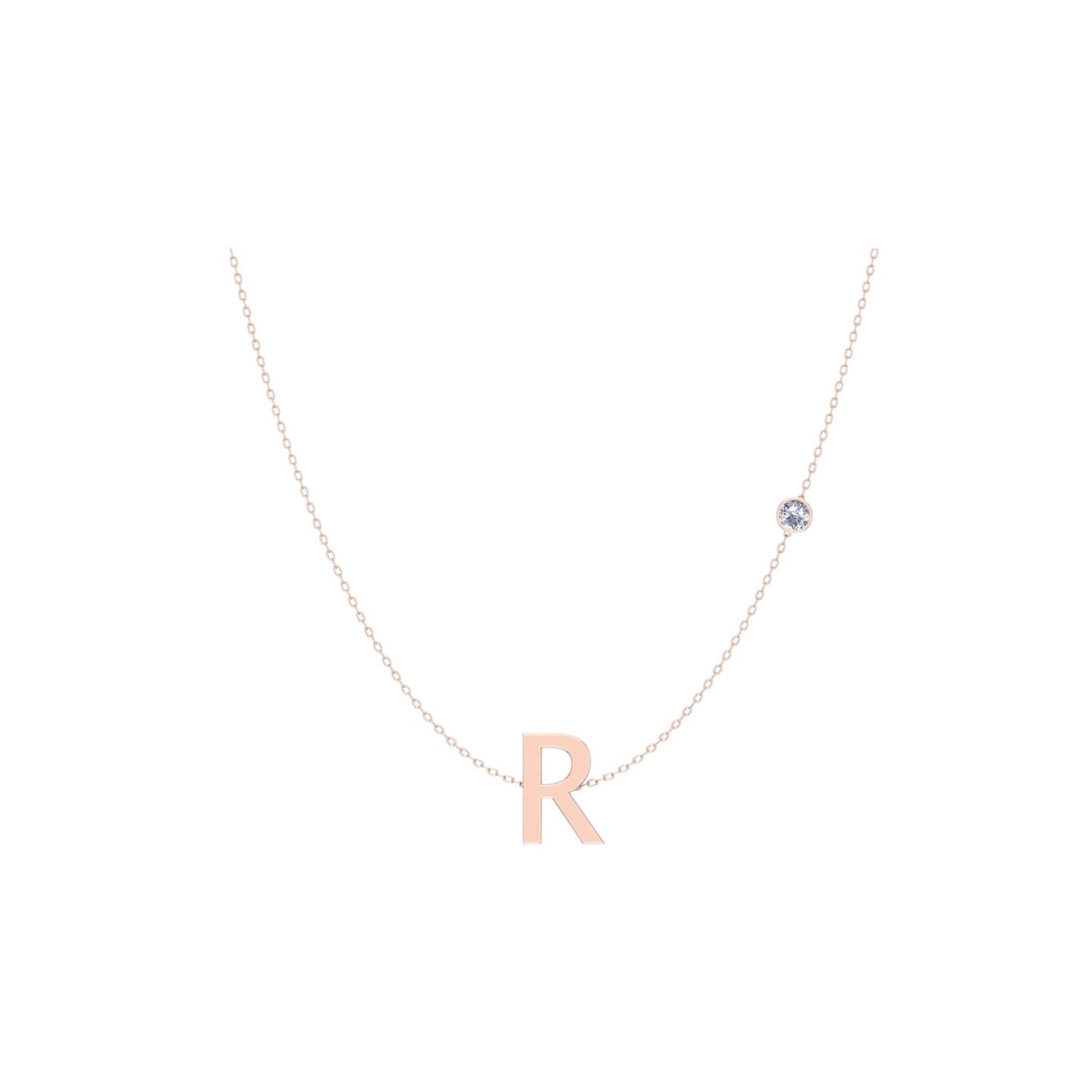 Solid Gold Diamond Letter Necklace