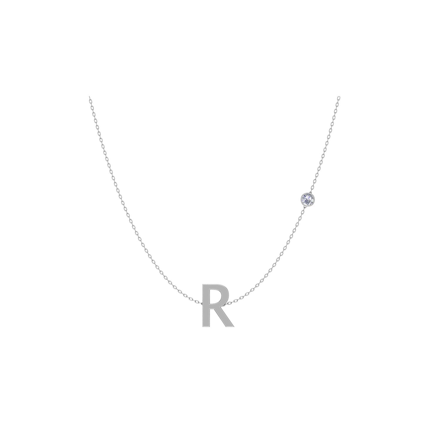 Solid Gold Diamond Letter Necklace