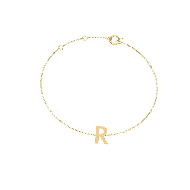 Solid Gold Personalized Letter Bracelet