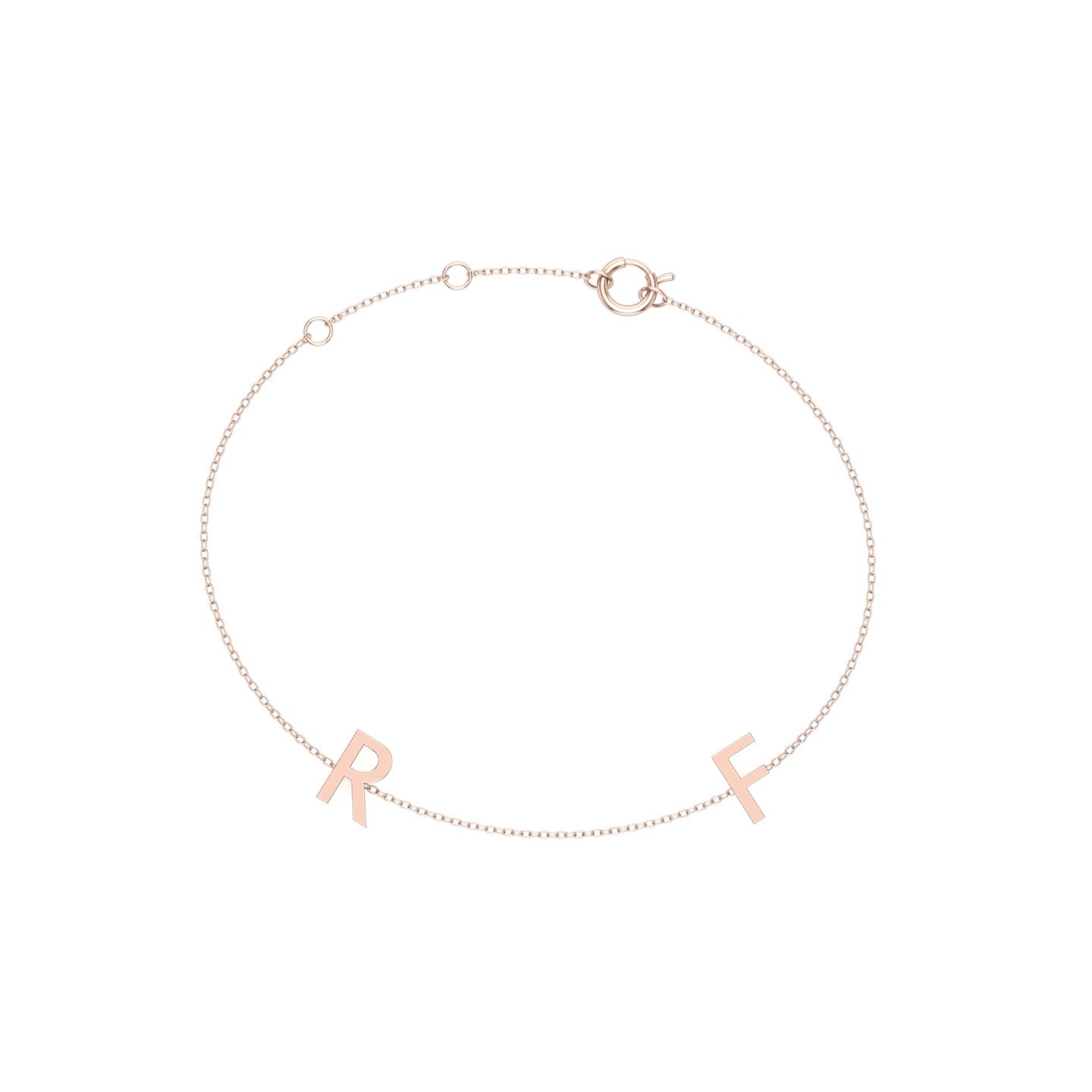Solid Gold 2 Initials Bracelet