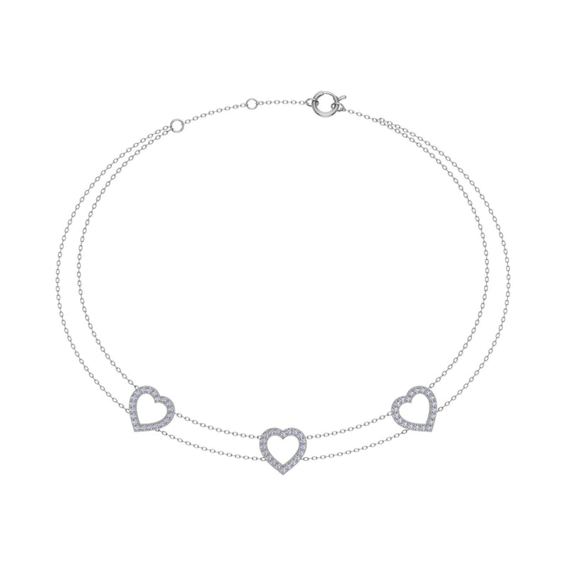 Diamond 3 Heart Bracelet