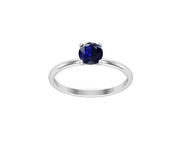 Solid Gold Solitaire Sapphire Ring