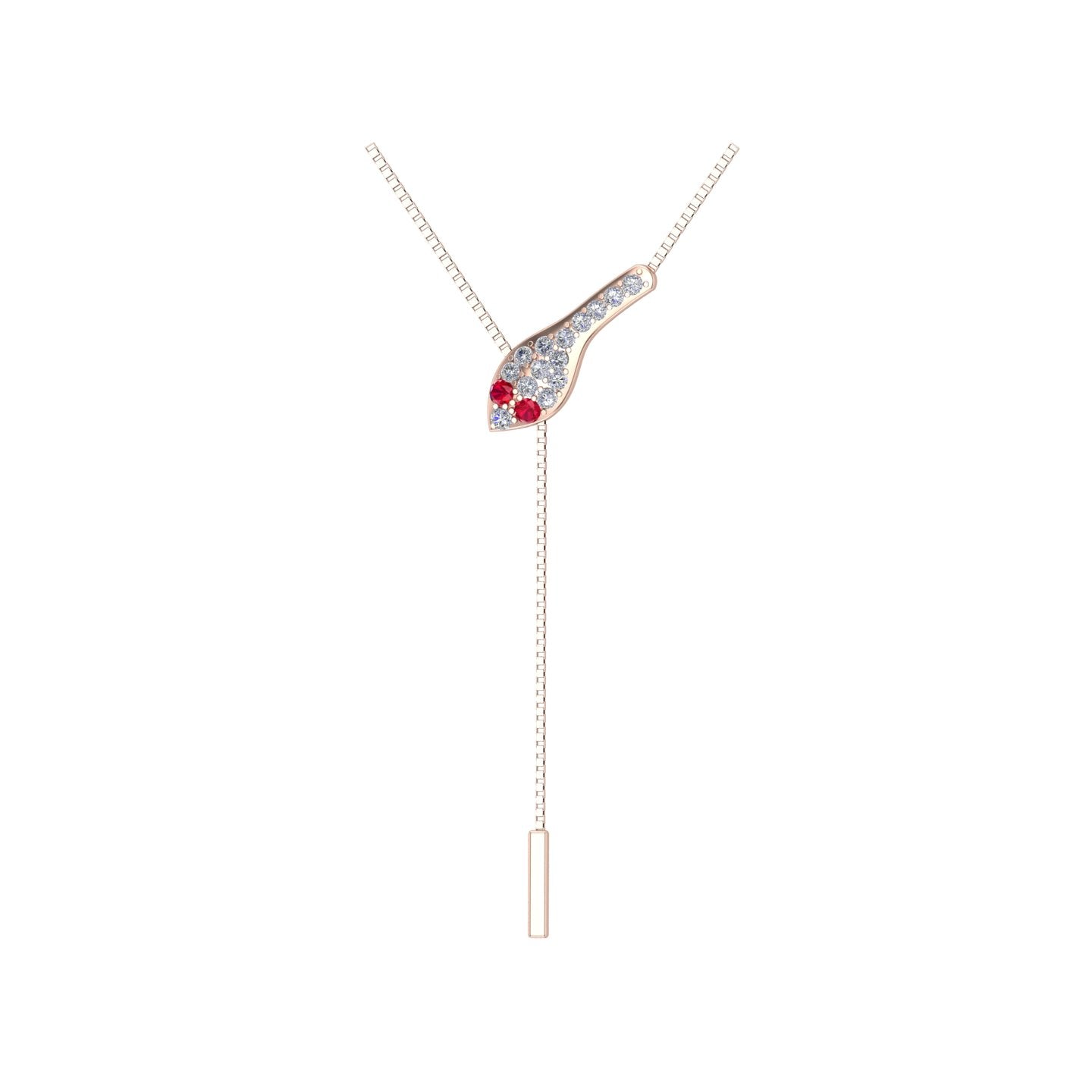 Solid Gold Ruby Eye Diamond Snake Lariat