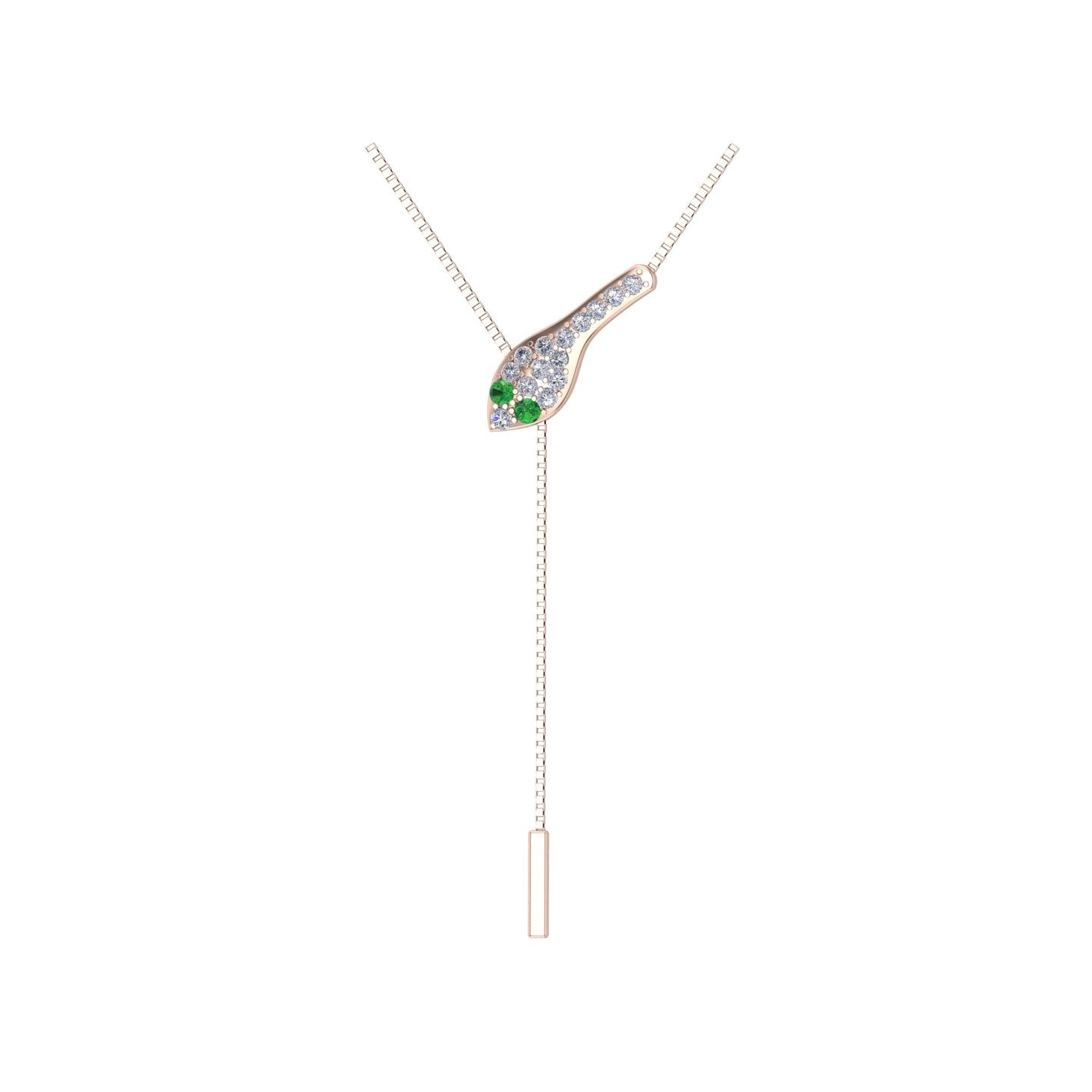 Solid Gold Emerald Eye Diamond Snake Lariat
