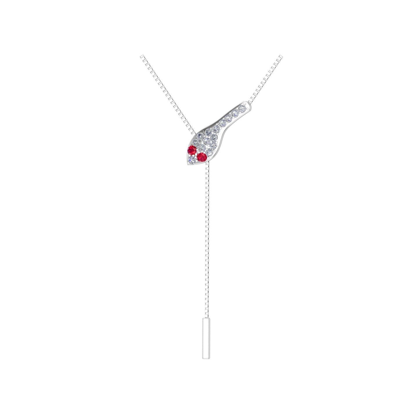Solid Gold Ruby Eye Diamond Snake Lariat