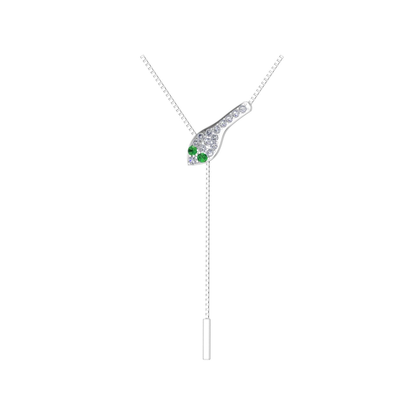 Solid Gold Emerald Eye Diamond Snake Lariat
