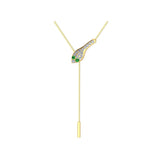 Solid Gold Emerald Eye Diamond Snake Lariat