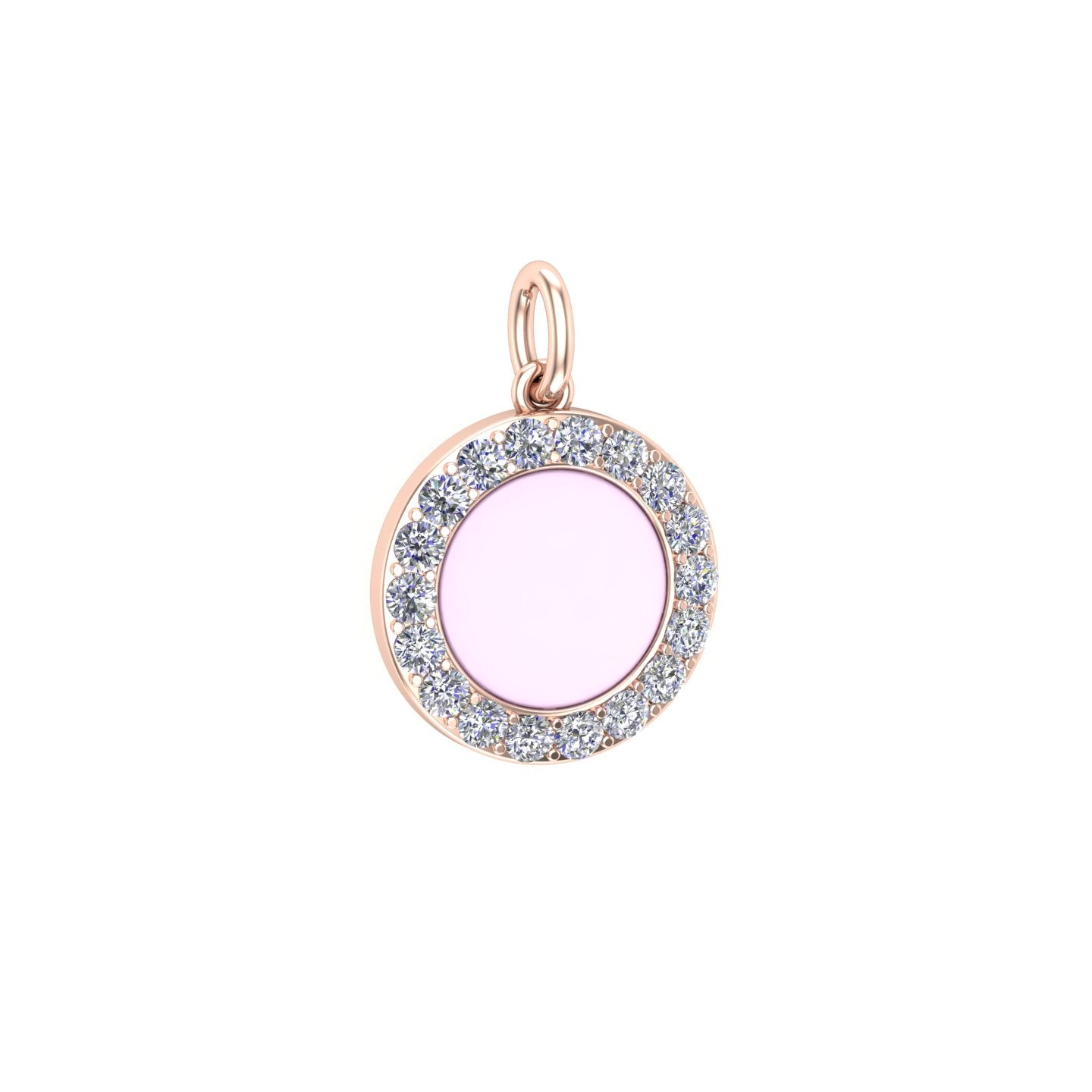 Solid Gold Enamel Circle Charm
