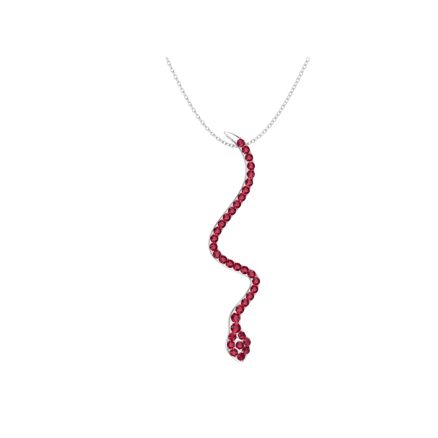 Solid Gold Pave Ruby Snake Necklace