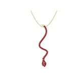 Solid Gold Pave Ruby Snake Necklace