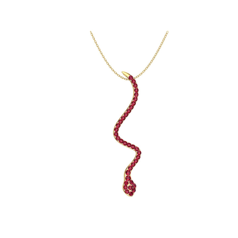 Pave Ruby Snake Necklace