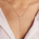Solid Gold Pave Diamond Circle Lariat