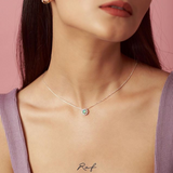 Solid Gold Diamond Halo Opal Necklace
