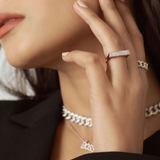 Solid Gold Pave Diamond Signet Bar Ring