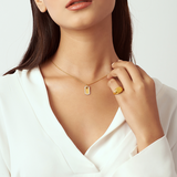 Solid Gold Diamond Dog Tag Pendant-Necklace