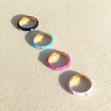 Solid Gold White Enamel Diamond Ring