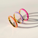 Solid Gold White Enamel Diamond Ring