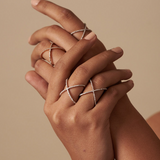 Solid Gold Criss Cross Diamond Ring