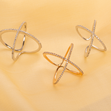Solid Gold Criss Cross Diamond Ring