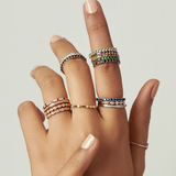 Solid Gold Half Milgrain Diamond Stacking Ring