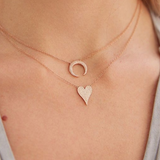 Solid Gold Pave Diamond Heart Necklace