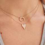 Solid Gold Diamond Crescent Necklace
